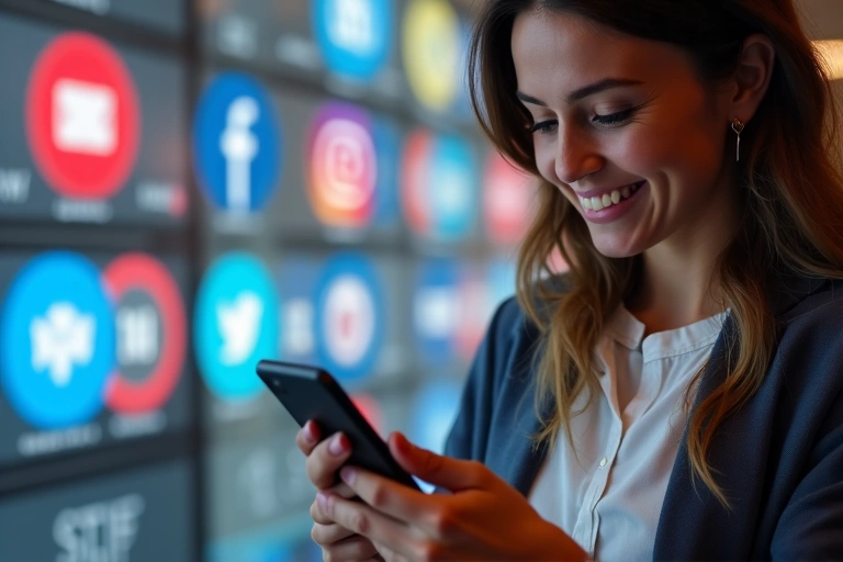 Eine Person, die auf einem Smartphone soziale Medien nutzt